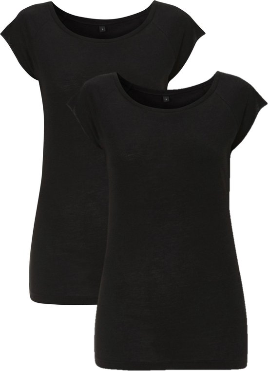 Bamboe dames shirts 2-pack Zwart XL | bol.com