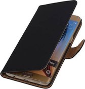 Effen Bookstyle Hoes Geschikt voor Samsung Galaxy S6 Edge Plus G928T Zwart