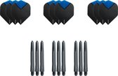 Darts Set - Dartset - 3 sets dartflights en 3 sets nylon shafts - 18 pcs - Aqua