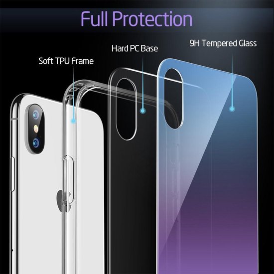 sap impuls neus iPhone Xr - hoesje met Tempered Glass achterkant bescherming - ESR – Paars  & blauwe... | bol.com