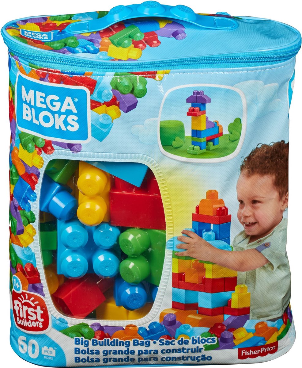 Mega Bloks First Builders 60 Maxi Blokken Met Tas Blauw Contructiespeelgoed Bol Com