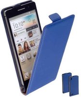 TCC Luxe Leder hoesje Huawei Ascend P6 Flip Case/Cover - Blauw