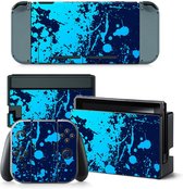Verfspetters Blauw met Lichtblauw - Nintendo Switch Skins Stickers