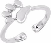 24/7 Jewelry Collection Pootje Ring Verstelbaar - Verstelbare Ring - Zilverkleurig