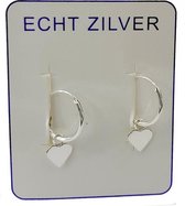 Zilveren oorringetjes 12mm met hangertje hartje