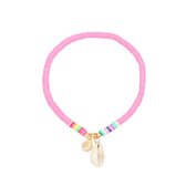 Armband roze met schelp