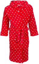 Playshoes - Fleece badjas met capuchon - Stippen rood - maat 98-104cm