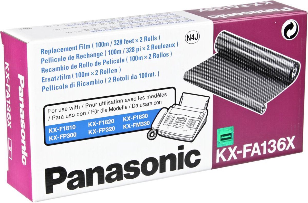 Panasonic KX-FA136X faxbenodigdheid Zwart Faxlint 2 stuk(s)