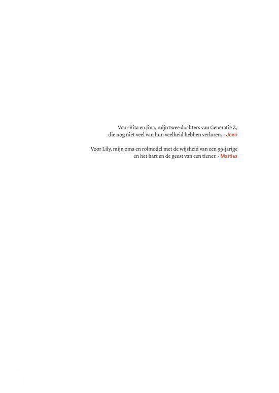 Gele pagina met een opgedragen tekst aan Joeri en Mattias.