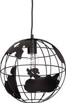Relaxdays hanglamp wereldbol - eetkamer lamp - plafondlamp - hangende lamp - zwart