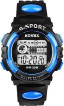 HONHX S Sport - Horloge - Kunststof - 44 mm - Zwart/Blauw