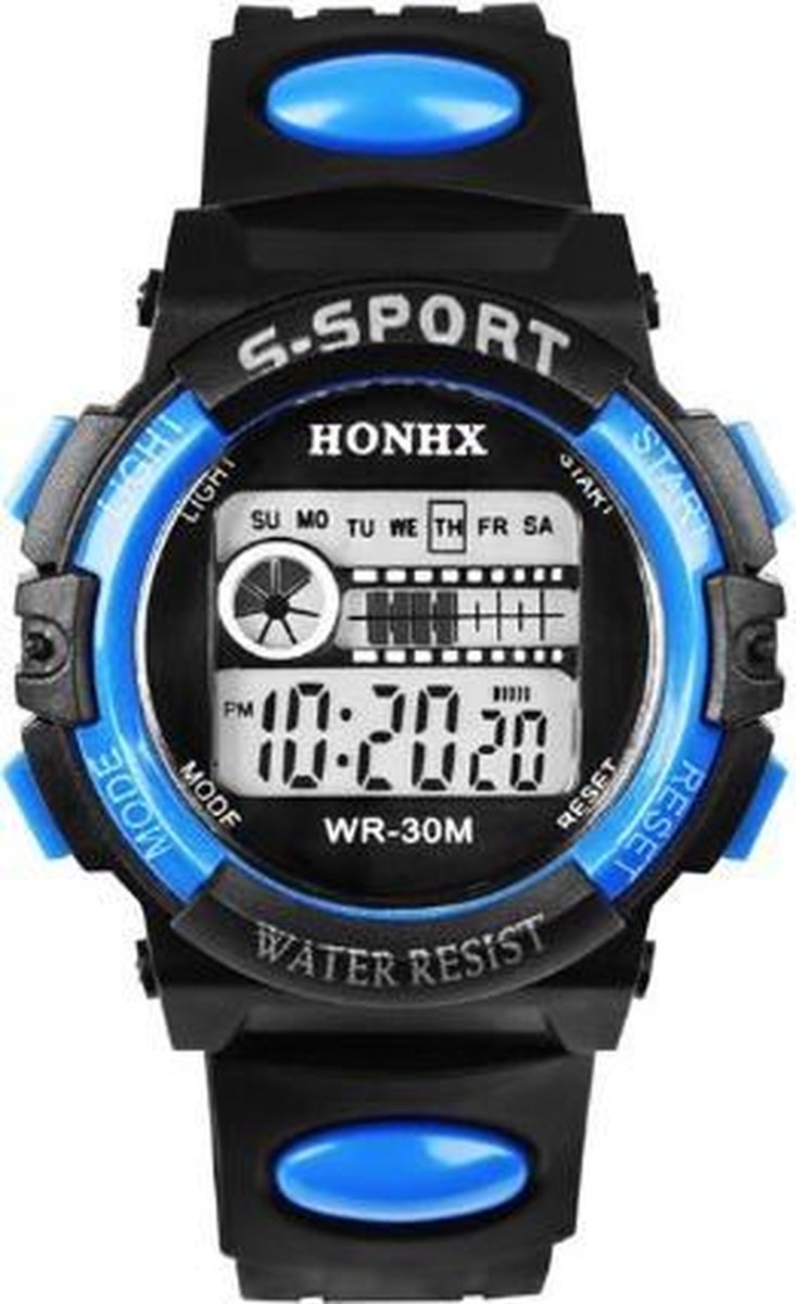 HONHX S Sport - Horloge - Kunststof - 44 mm - Zwart-Blauw
