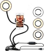 TKSTAR Selfie Ring LED Light met mobiele telefoonhouder standaard - Zwart