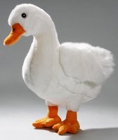 Staande pluche witte knuffel gans 31 cm - knuffeldier