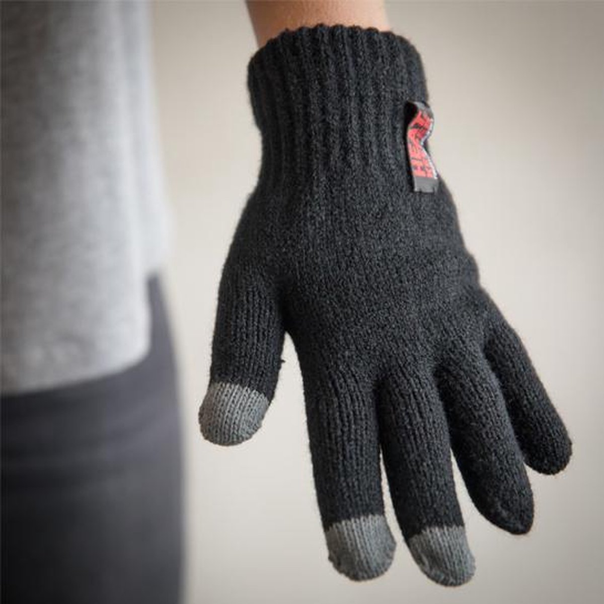 Heren winterhandschoenen S/ met touch functie Grijs
