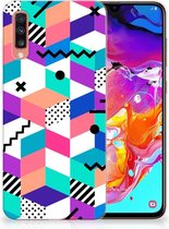 Samsung A70 TPU Siliconen Hoesje Design Blocks Colorful