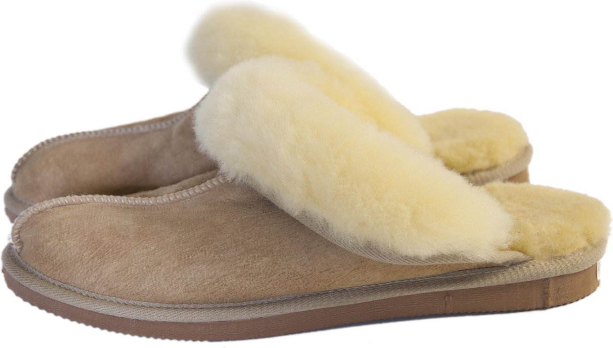 Schapenvacht pantoffels - Lamsvacht dames slippers - Camel - Maat 43