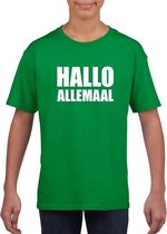 Hallo allemaal tekst groen t-shirt voor kinderen XL (158-164)