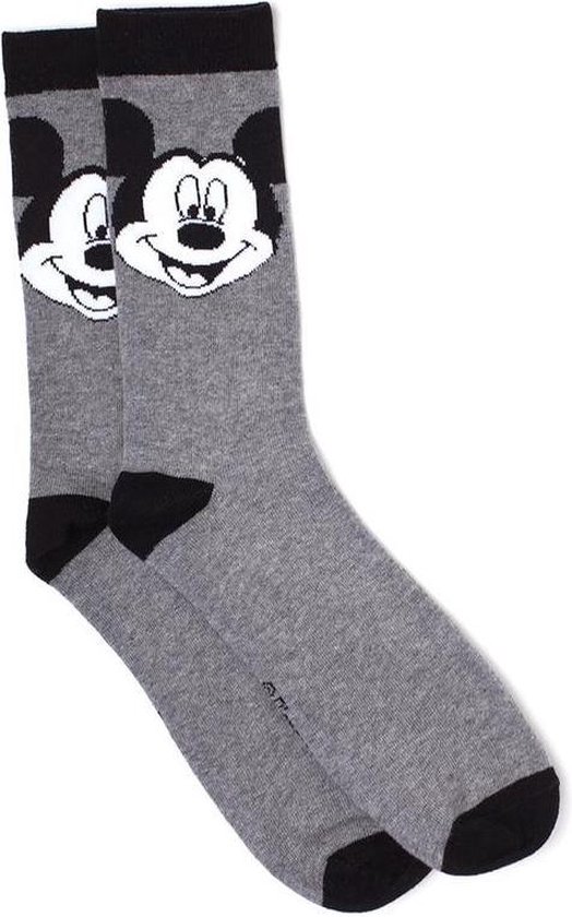 Scully deelnemen Land Disney - Mickey Big Face sokken grijs/zwart - 43/46 | bol.com