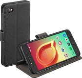 Zwart Wallet Bookcase Y Telefoonhoesje voor Alcatel A5 LED