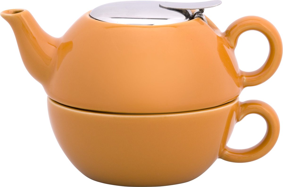 Point-Virgule Theepot - Tea For One - Met Zeef - Oranje - 600ml