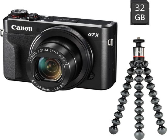 huisvrouw venijn handel Canon PowerShot G7X Mark II - Vlog Kit - Inclusief Joby Gorilla 500 Tripod  + 32GB SD-kaart | bol.com