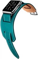 Merkloos Leren bandje - Apple Watch Series 1/2/3 (38mm) - Blauw