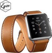 Eyzo Leren bandje - bandje geschikt voor Apple Watch 42 / 44 mm bandje voor de iWatch 1, 2, 3, 4, 5, 6 & SE - Bruin