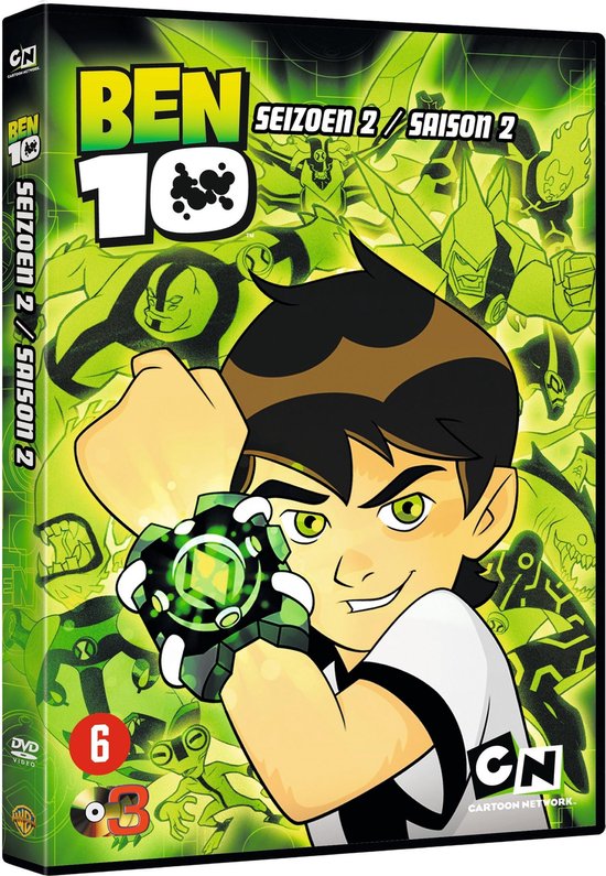 Ben 10 Seizoen 2 DVD box met Ben en diverse aliens op een groene achtergrond.