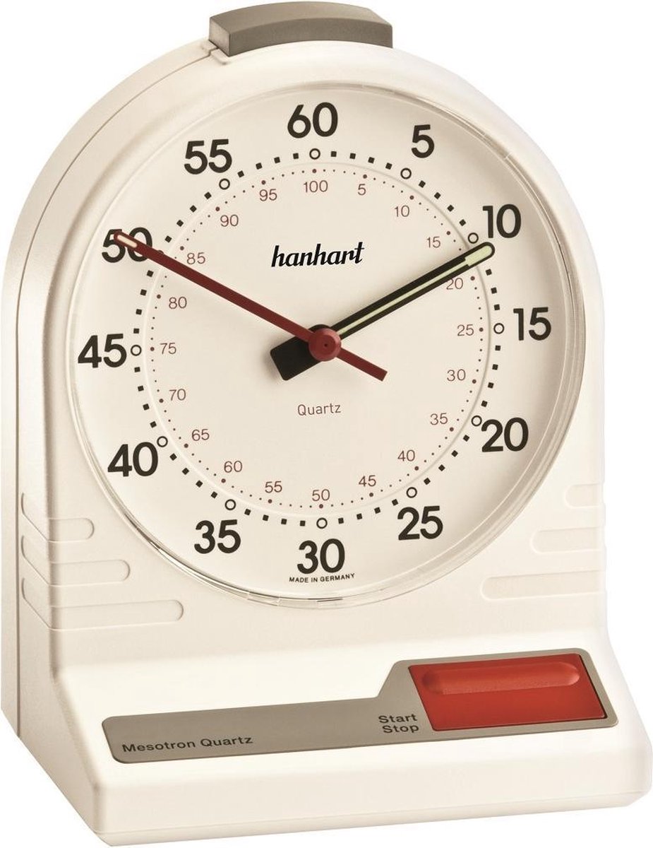 Hanhart tafel timer analoog model Mesotron 631.4031-00 1/100 min. wit - Hanhart
