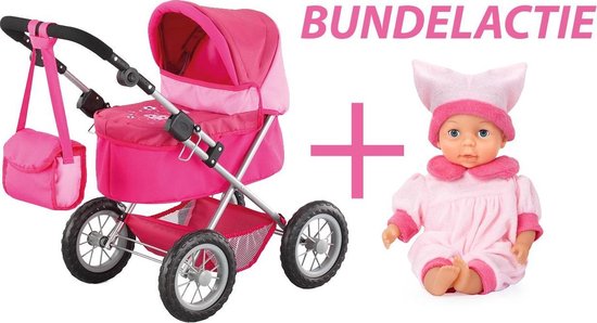 Bayer - Poppenwagen Trendy roze met pop | bol.com