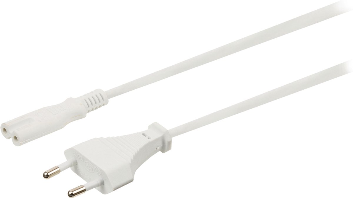 Valueline VLEP11040W20 Stroomkabel Euro-plug Mannelijk - Iec-320-c7 2,00 M Wit