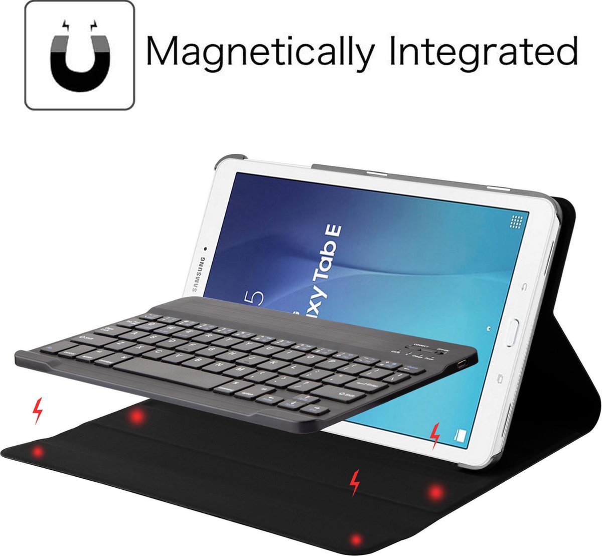 Samsung Galaxy Tab E 9.6 (T560T561) Bluetooth Keyboard Case Toetsenbordhoes – Zwart Samsung Galaxy Tab E 9.6 (T560T561) Bluetooth Keyboard Case Toetsenbordhoes – Zwart