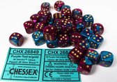 Chessex Gemini Purple-Teal/Gold D6 12mm Dobbelsteen Set (36 stuks)
