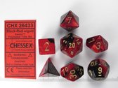 Chessex Gemini Zwart-Rood/goud Polydice Dobbelsteen Set (7 stuks)