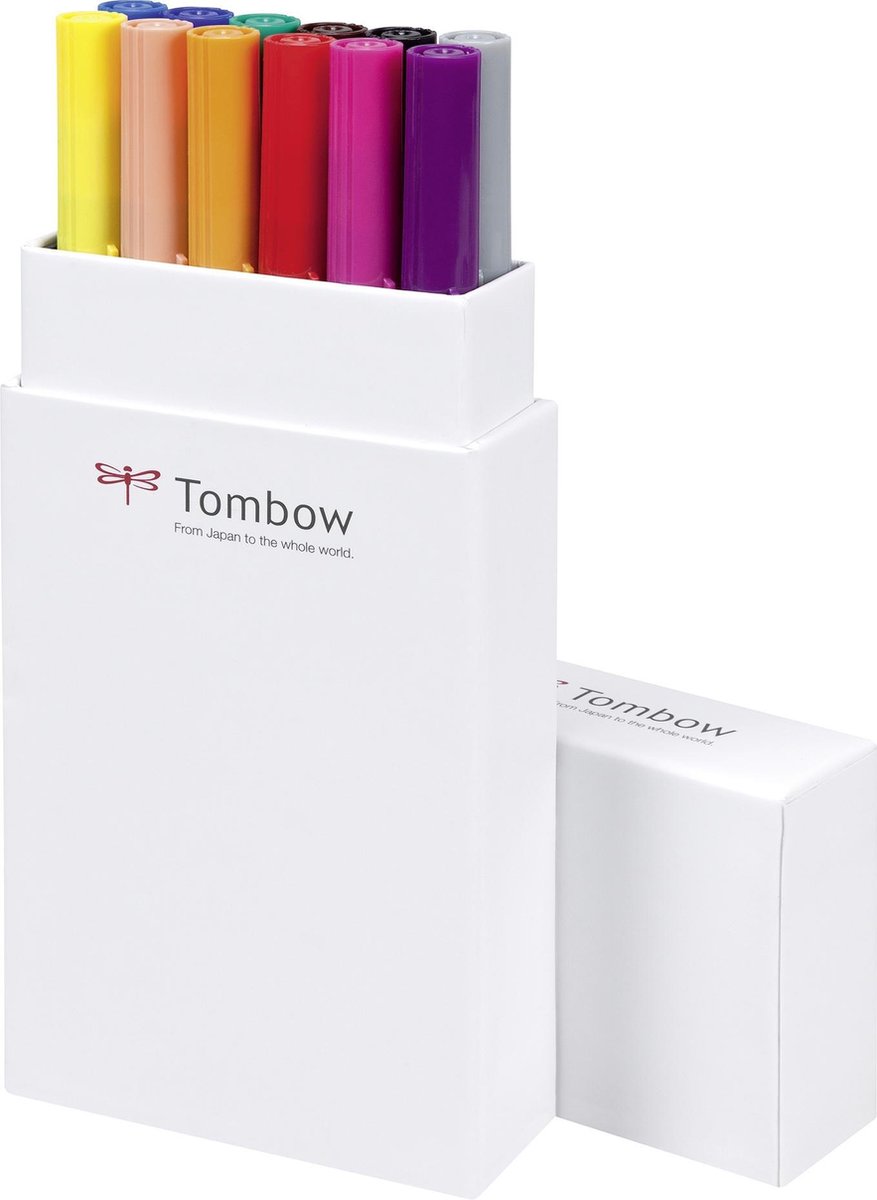 Tombow ABT dual-brush tekenpennen (set van 12) – primaire kleuren