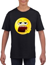 Smiley/ emoticon t-shirt moe zwart kinderen M (134-140)