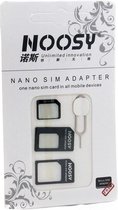 4 In 1 Noosy Micro SIM Adapter / Nano Adapter / SIM Adapter met Eject Pin voor iPhone , HTC, Samsung, LG, Motorola, Sony, Nexus, Met SIM retail Box, Hoge Kwaliteit.