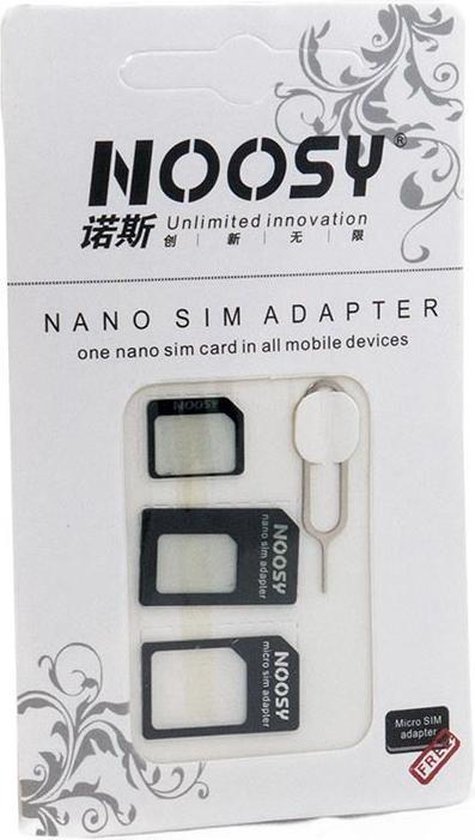 Adaptateur Micro SIM 4 en 1 Noosy noir / Adaptateur Nano / Adaptateur SIM  avec broche... | bol.com