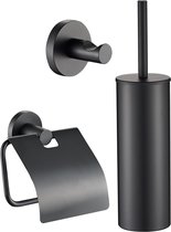 Plieger Vigo toiletset - closetborstelgarnituur, haak enkel en closetrolhouder m. klep zwart