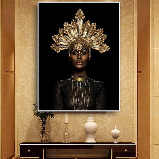 Verwonderend bol.com | Canvas Schilderij * Afrikaanse Vrouw met Gouden Kroon UO-39