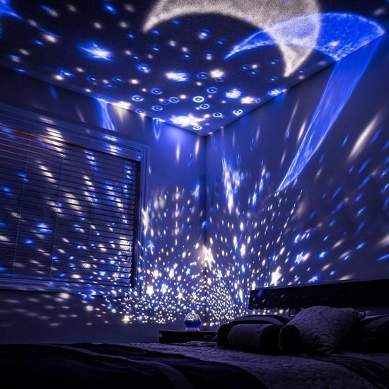 Sterrenhemel Verlichting Kinderkamer - Moon Light Projector - Nachtlampje kind | baby - Nachtlamp - Snoezellamp - Spacelamp - Cadeau kind + Bijbehorende oplaadkabel! (WIT)
