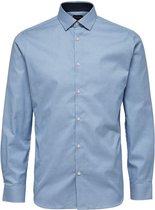 Selected Homme Heren Overhemd Oxford Lichtblauw Fijn Geruit Slim Fit - 3XL