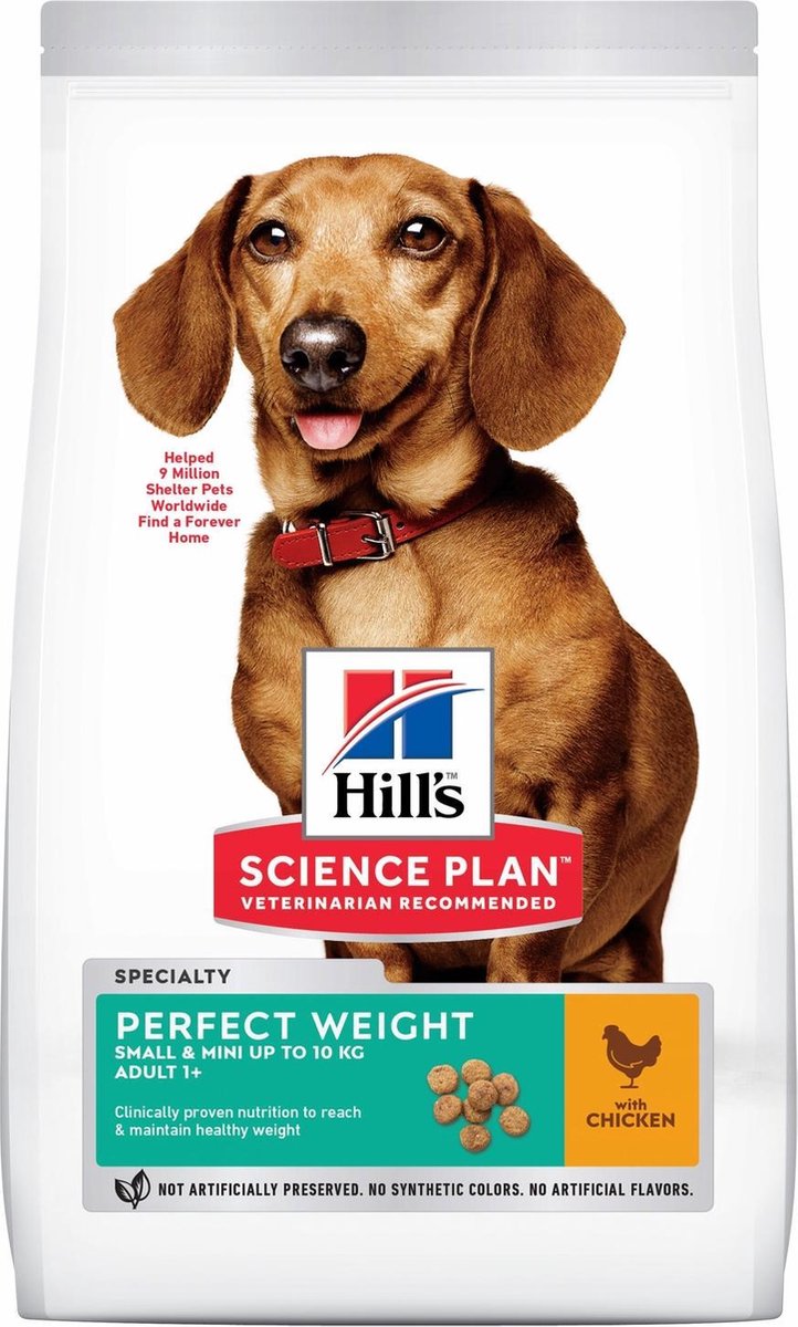 1,5kg Adult 1+ Perfect Weight Small & Mini met Kip Hill's Science Plan Hondenvoer