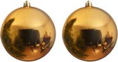 2x Grote gouden kunststof kerstballen van 20 cm - glans - gouden kerstboom versiering