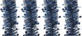 4x Kerstslinger sterren donkerblauw 10 x 270 cm - Guirlande folie lametta - Donkerblauwe kerstboom versieringen