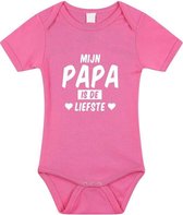 Mijn papa is de liefste tekst baby rompertje roze meisjes - Kraamcadeau - Babykleding 56 (1-2 maanden)