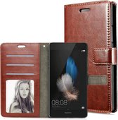 Leren Bookcase voor Huawei P8 Lite | Bruin | Portemonnee Hoesje | TPU | Wallet Cover