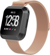 Milanese Loop Armband Geschikt Voor  Fitbit Versa 1/2 & Lite Band Strap - Milanees Armband Polsband - Small - Rosegoud Kleurig