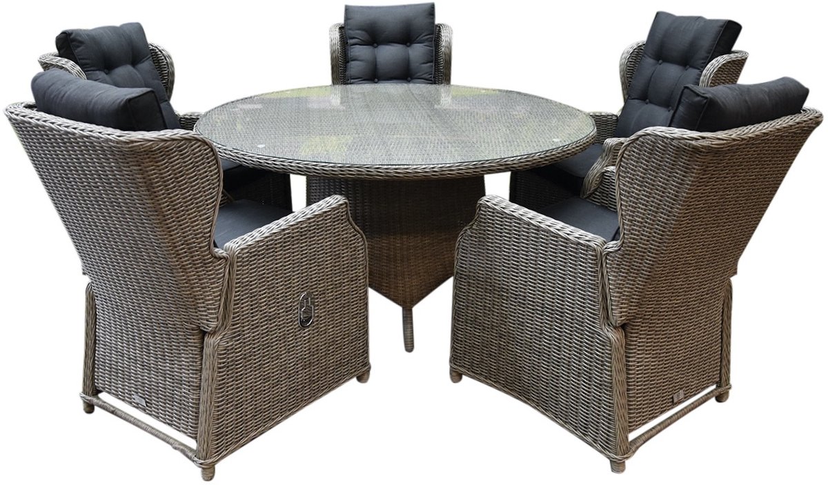 Ibiza Riccione dining tuinset 150 cm rond 6-delig grijs verstelbaar
